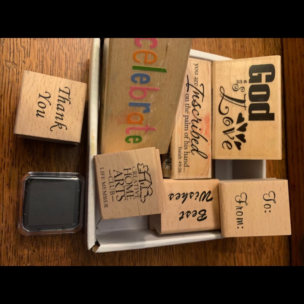 7 Rubber Stamps (small ink pad)